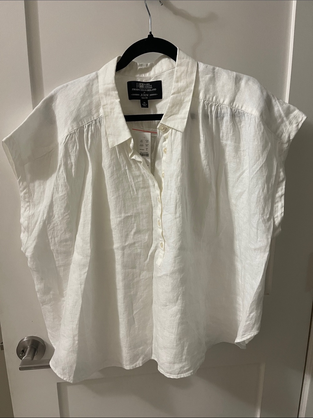 J. Crew White Linen Short-Sleeve Button-Down Shirt sz XL $98